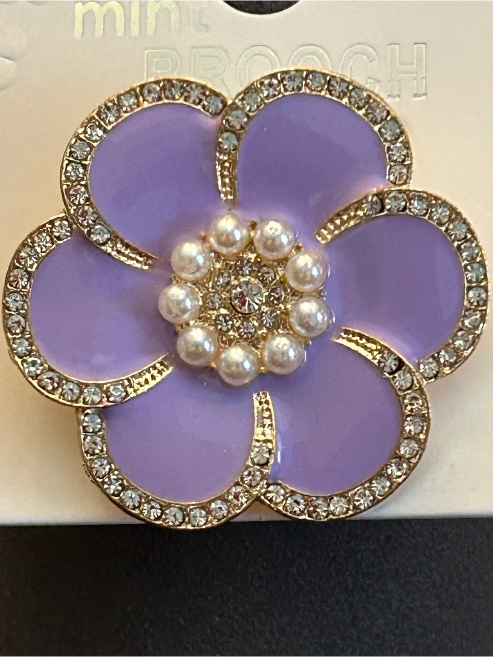 Beautiful Gold-Tone Pearl & Crystal with Enamel Flower Brooch Assorted Colors